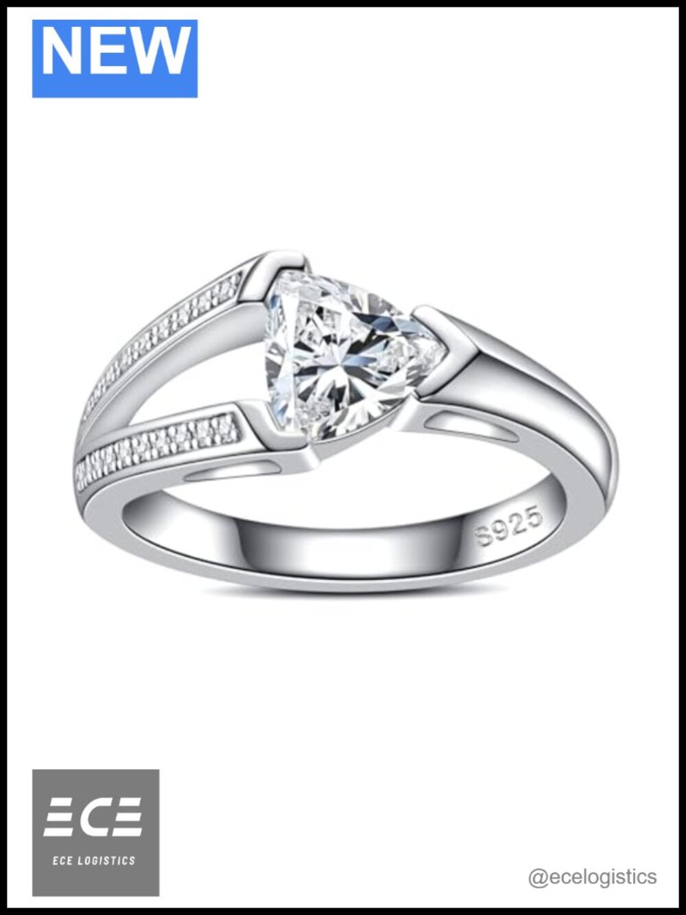 1.08ct Emerald Cut Moissanite Engagement Ring 925 Sterling Silver D Color VVS1